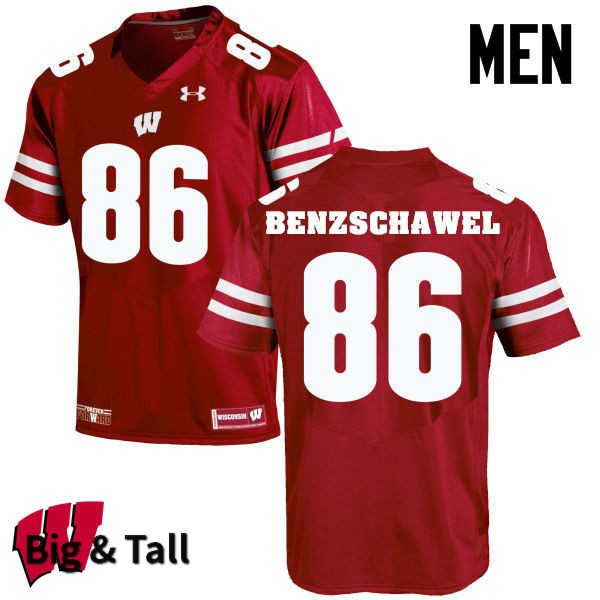 Wisconsin Badgers Men's #86 Luke Benzschawel NCAA Under Armour Authentic Red Big & Tall College Stitched Football Jersey ED40V26XR